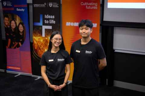 Rebecca and Soshi, MCs of the 2026 Velocity Ideas Challenge