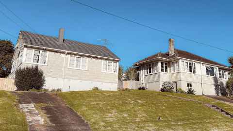 Image of two NZ state houses, mid 20th century. 