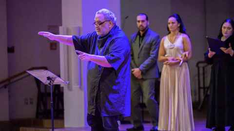 Robert conducting 'Matariki He Kahui Reo' at the 2024 World Choir Games held in Auckland. Photo: Pieter du Plessis