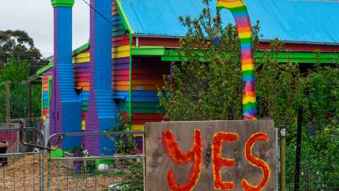 A house in Ararat, Victoria displaying a 'Yes' sign during the 2017 marriage equality referendum. Photo: Getty Images