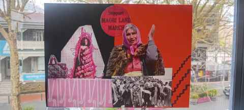 Image of hand-made poster featuring Whina Cooper