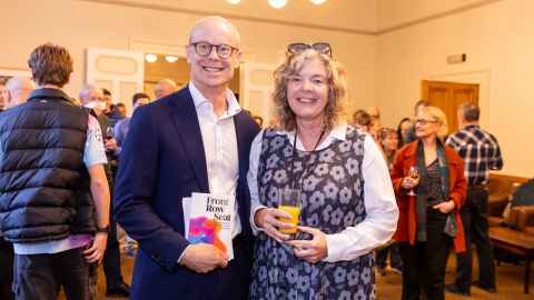 VC Professor Nic Smith and Professor Dame Juliet Gerrard at Front Row Seat launch