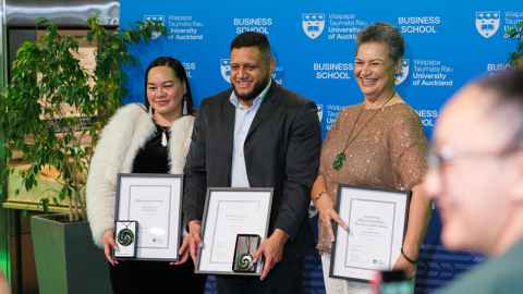 Award winners Māhera Maihi, Jerome Te Paa and Ngāroimata Reid