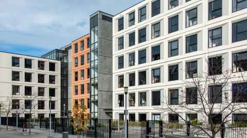 Exterior view of one of the buildings at Carlaw Park Student Village.