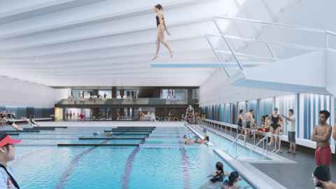 Recreation and Wellbeing Centre aquatics hall rendering