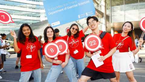 group of students posing at a uni event