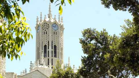 ClockTower against blue sky.