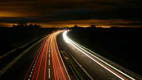 Late evening motorway lights