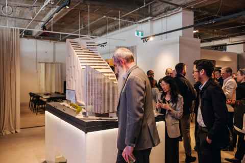 A model of the Symphony centre at the sod turning event. 