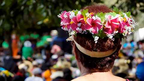 Woman in the crowd at Pasifika festival