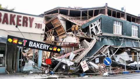 Damaged shops following Canterbury quake. Image by Martin Luff.