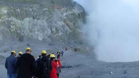 group of Environment students at a volcano