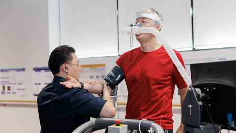 Exercise Sciences student checking blood pressure