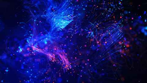 Abstract 3D illustration, futuristic optical fibers