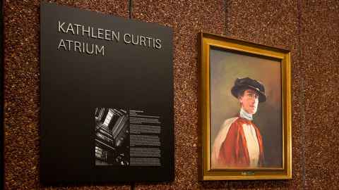 Plaque and portrait of Kathleen Curtis
