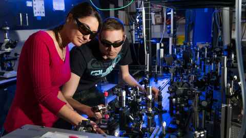 Researchers working at the Photon Factory