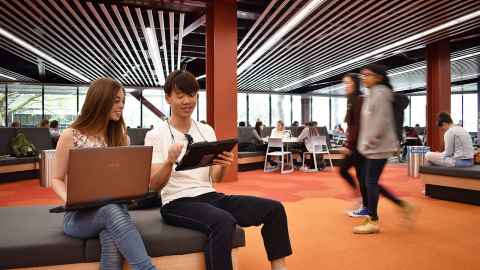 Students in Science centre commons 