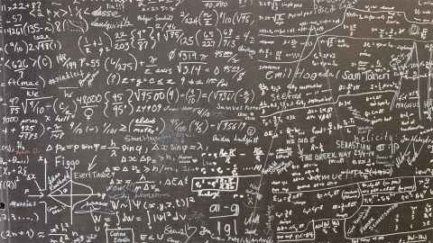 Stock image of a blackboard with equations