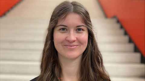 An image of student support adviser Holly Honeysett facing the camera