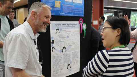 Doctoral candidate Ross Miller, from the Faculty of Science, at the University of Auckland's annual SGS Research Showcase.