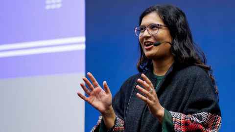Finalist Patricia Pillay at the 2025 University of Auckland 3MT Final