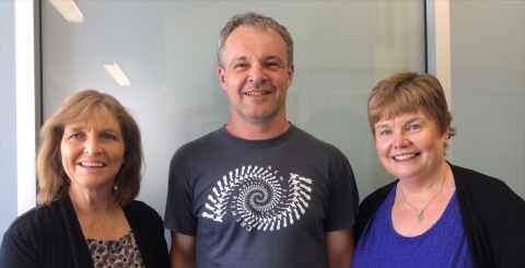 Daniel Lovatt with his supervisors, Dr Rena Heap and Professor Helen Hedges.
