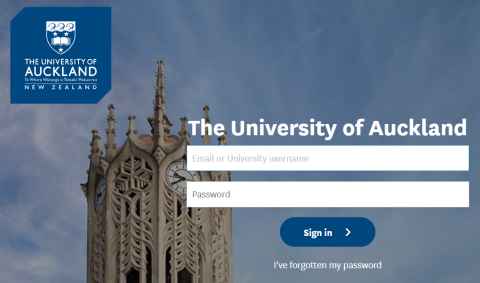 University of Auckland Single Sign-On screen