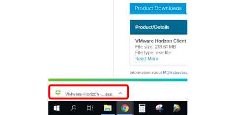 Screenshot showing that VMware-Horizon has been selected