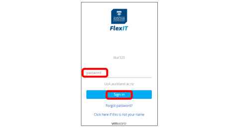 Screenshot showing the fields to fill in your password and select "Sign In"