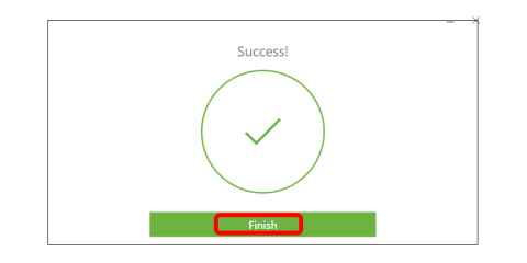 Screenshot showing that "Finish" has been selected