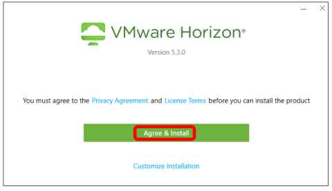 Screenshot showing that "Agree & Install" has been selected