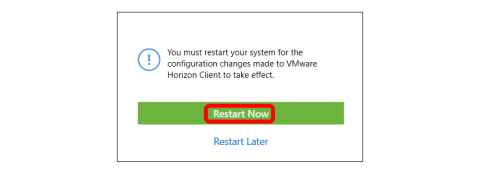Screenshot showing that "Restart Now" has been selected