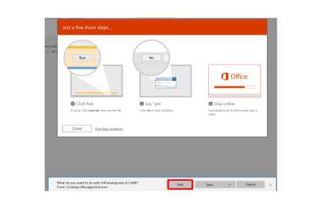 A page with the 'Run' button outlined in red.