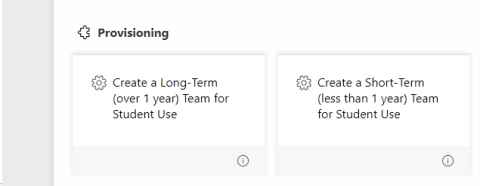 A heading 'Provisioning' and two options underneath - long-term on the left and short-term on right.
