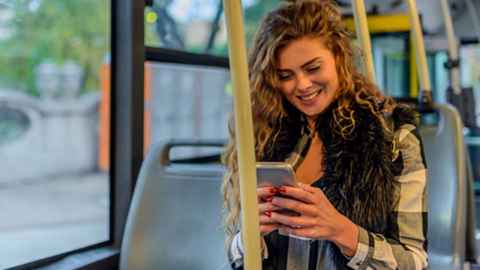 Student using public transport