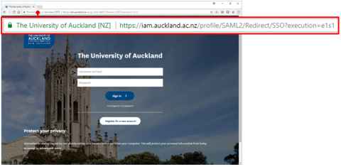 A webpage with the University name and logo at the top, ClockTower in the background and username and password fields to be filled out.