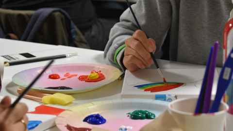 close up of person painting