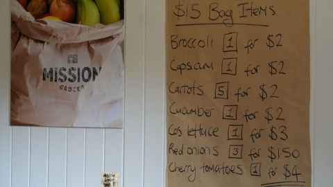 A mixture of vegetables on a bench