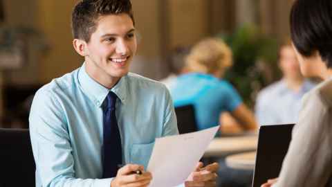 person at interview