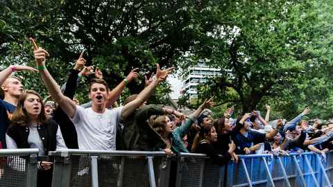 crowd at party in the park