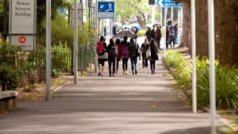 Students walking along Symonds Street