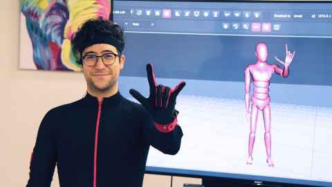 Arash demonstrating motion capture.
