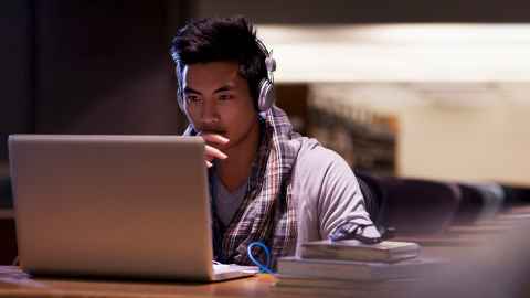 student on computer