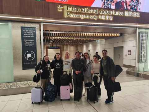 PMSLA 2023 Colombia Dance Study Tour cohort ready to depart with Prof. Ralph Buck