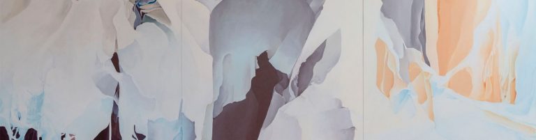 An abstract painting in pastel colours.