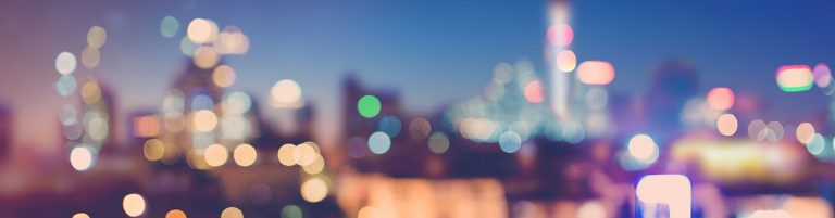 Blurry city skyline at night