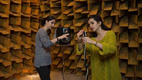 Students in sound proof room