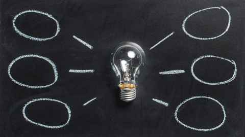 Light bulb with brainstorm