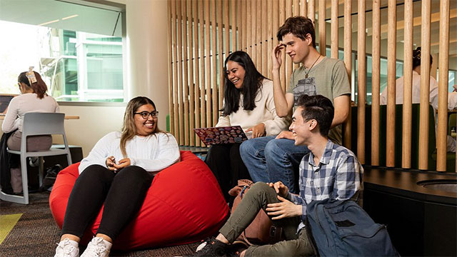 Students relaxing in a lounge