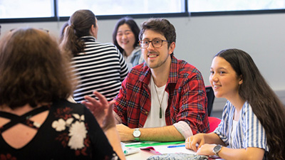 Students around a table